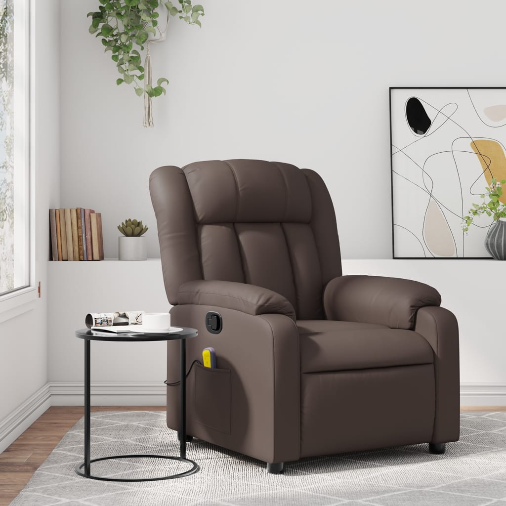 Massage Chair Brown Faux Leather
