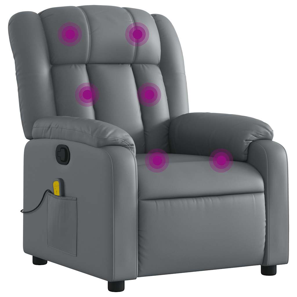 Massage Chair Gray Faux Leather