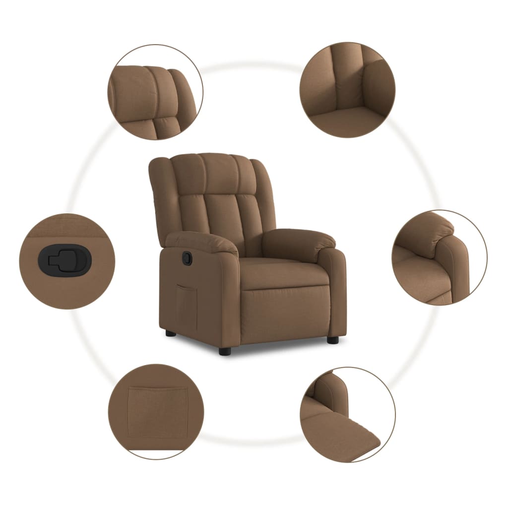 Relaxing Chair Brown Fabric