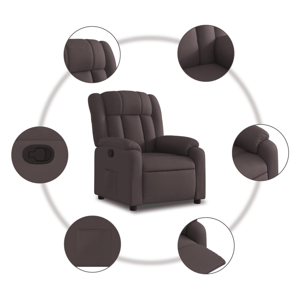 Relaxing Chair Dark Brown Fabric