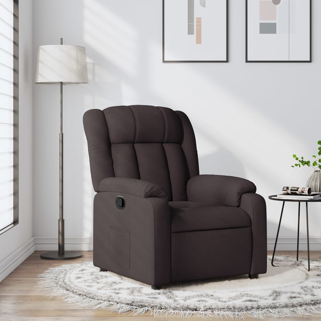 Relaxing Chair Dark Brown Fabric
