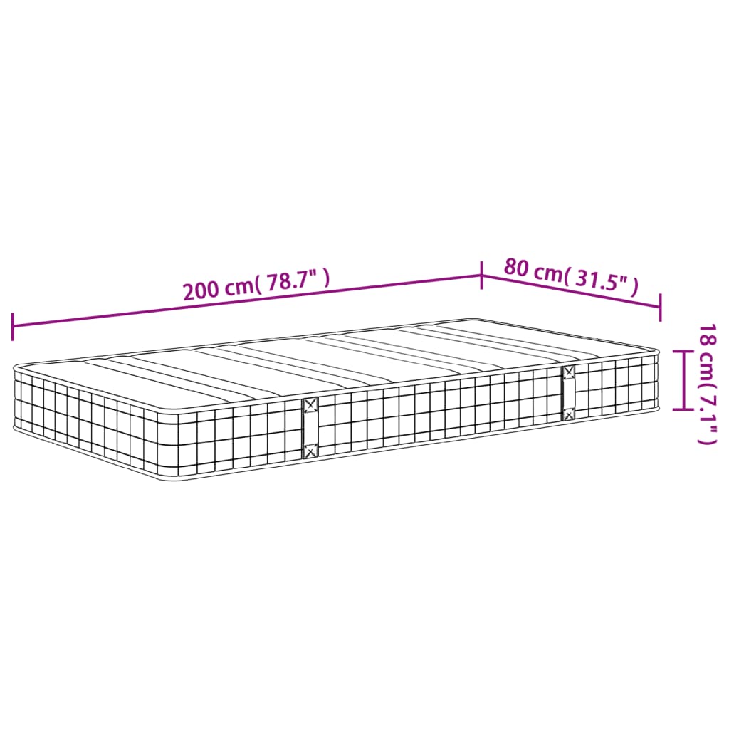 Bonnell spring mattress medium 80x200 cm
