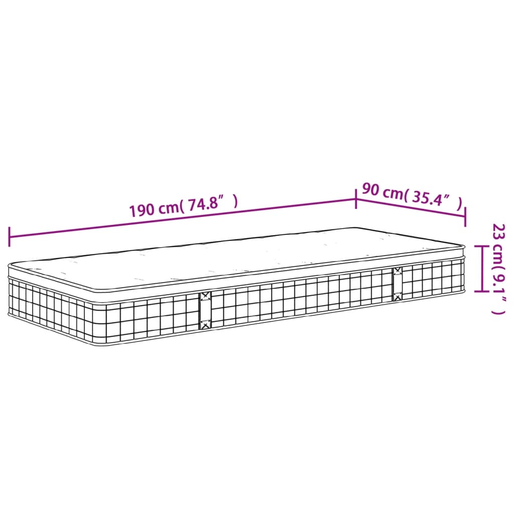 Bonnell spring mattress medium 90x190 cm