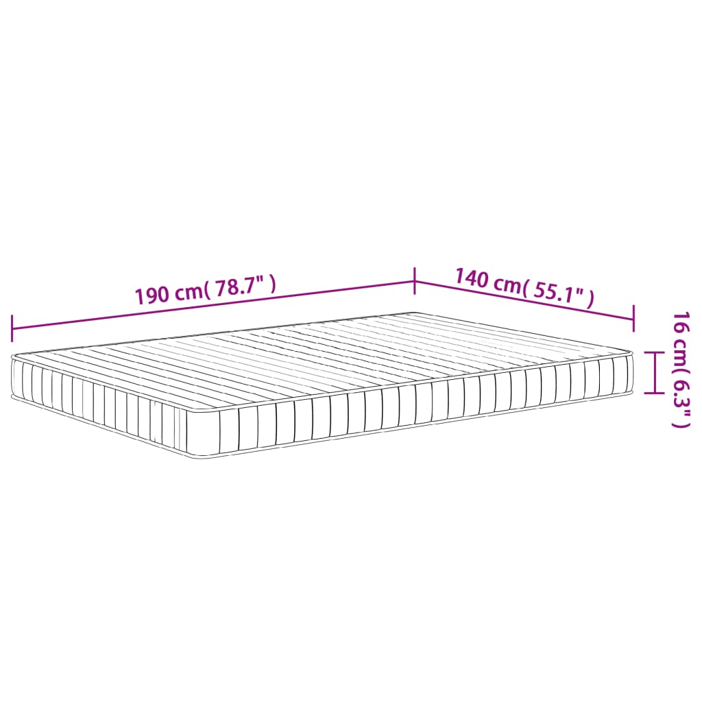 Mattress foam medium soft 140x190 cm