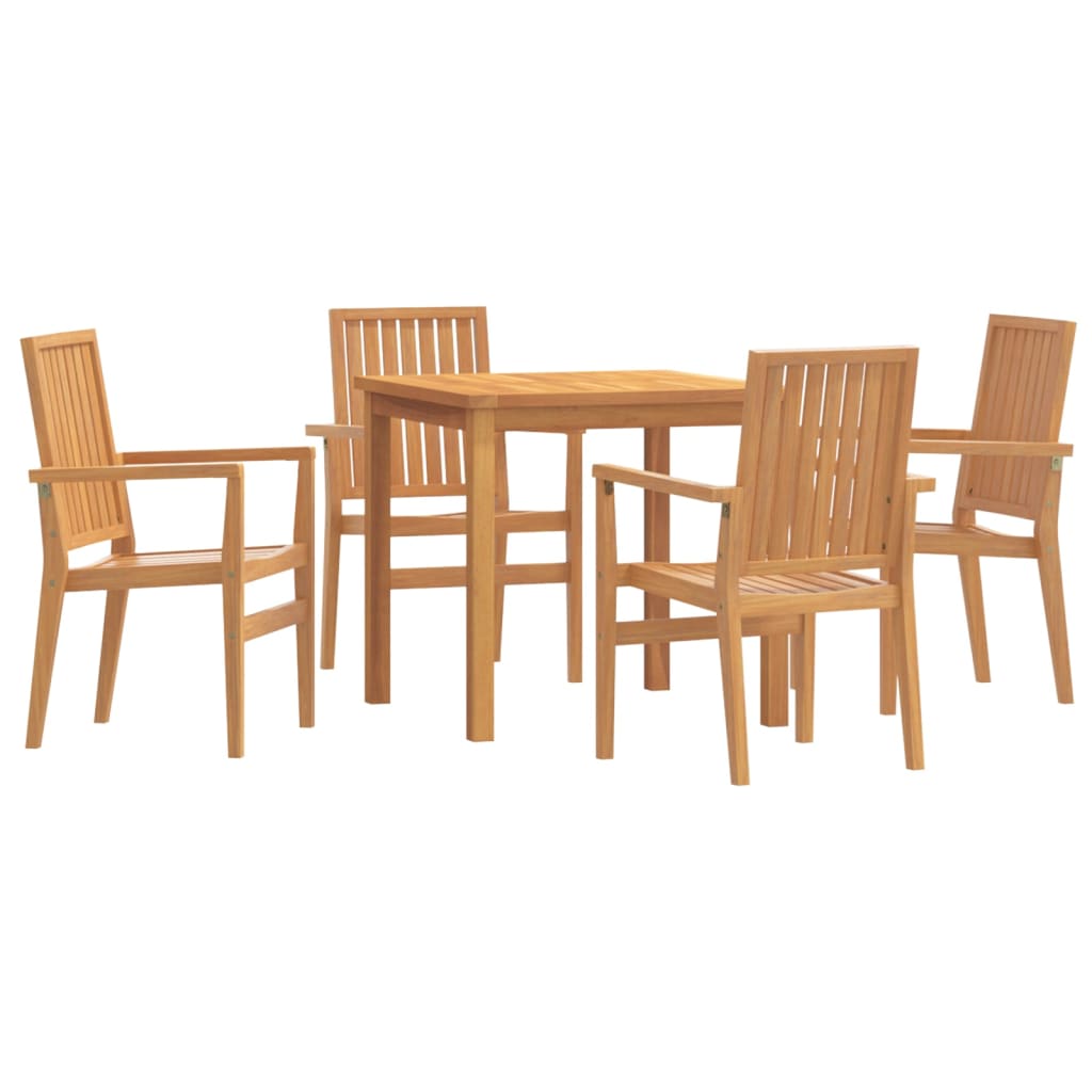 5-piece garden dining set made of solid teak