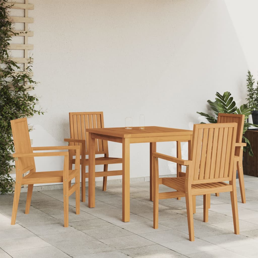 5-piece garden dining set made of solid teak