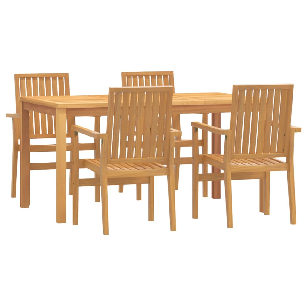 5-piece garden dining set made of solid teak