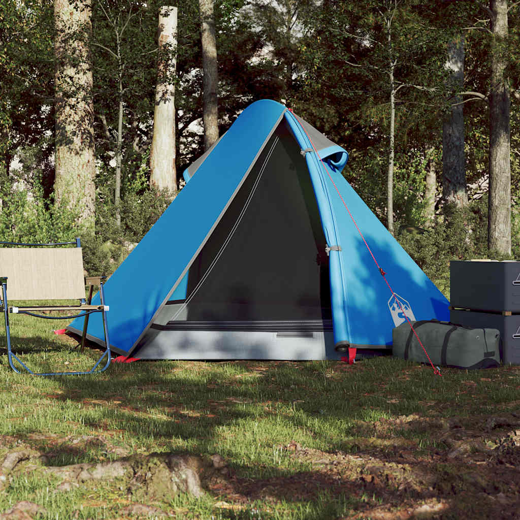 Dome Camping Tent 2 Persons Blue Waterproof