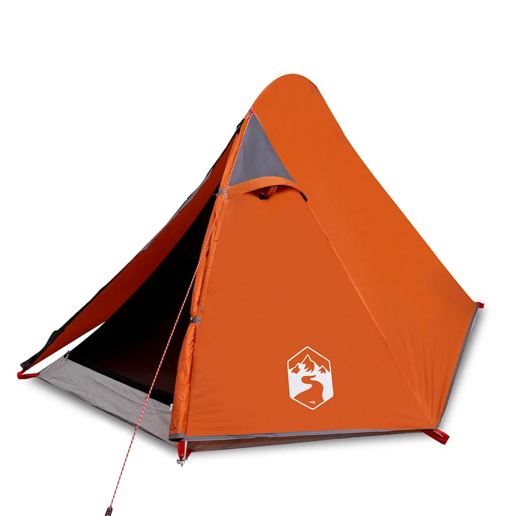 Dome Camping Tent 2 Persons Grey and Orange Waterproof