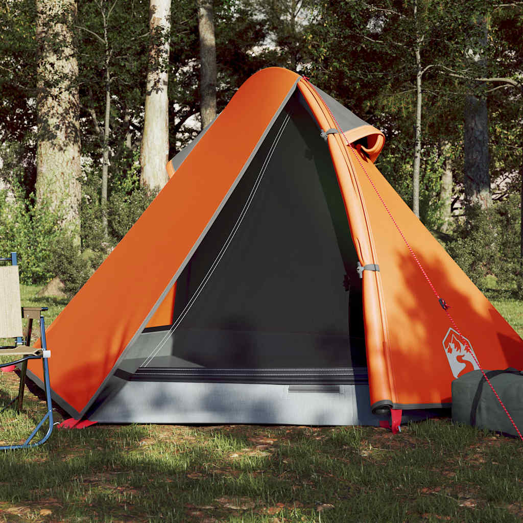Dome Camping Tent 2 Persons Grey and Orange Waterproof