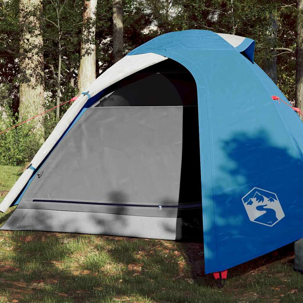 Dome Camping Tent 3 Persons Blue Waterproof