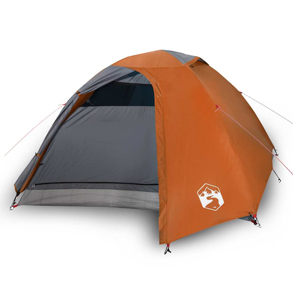 Dome Camping Tent 4 Persons Grey and Orange Waterproof