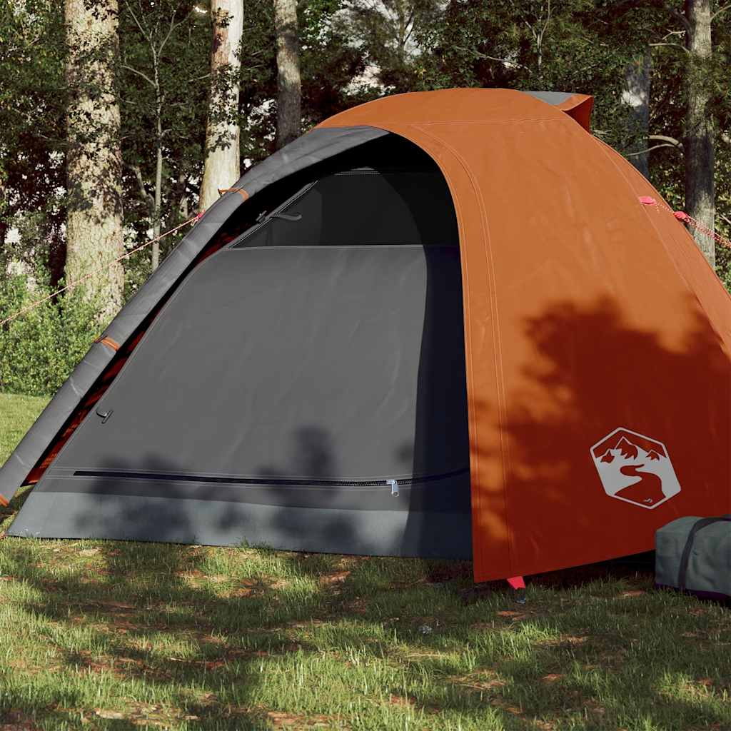 Dome Camping Tent 4 Persons Grey and Orange Waterproof