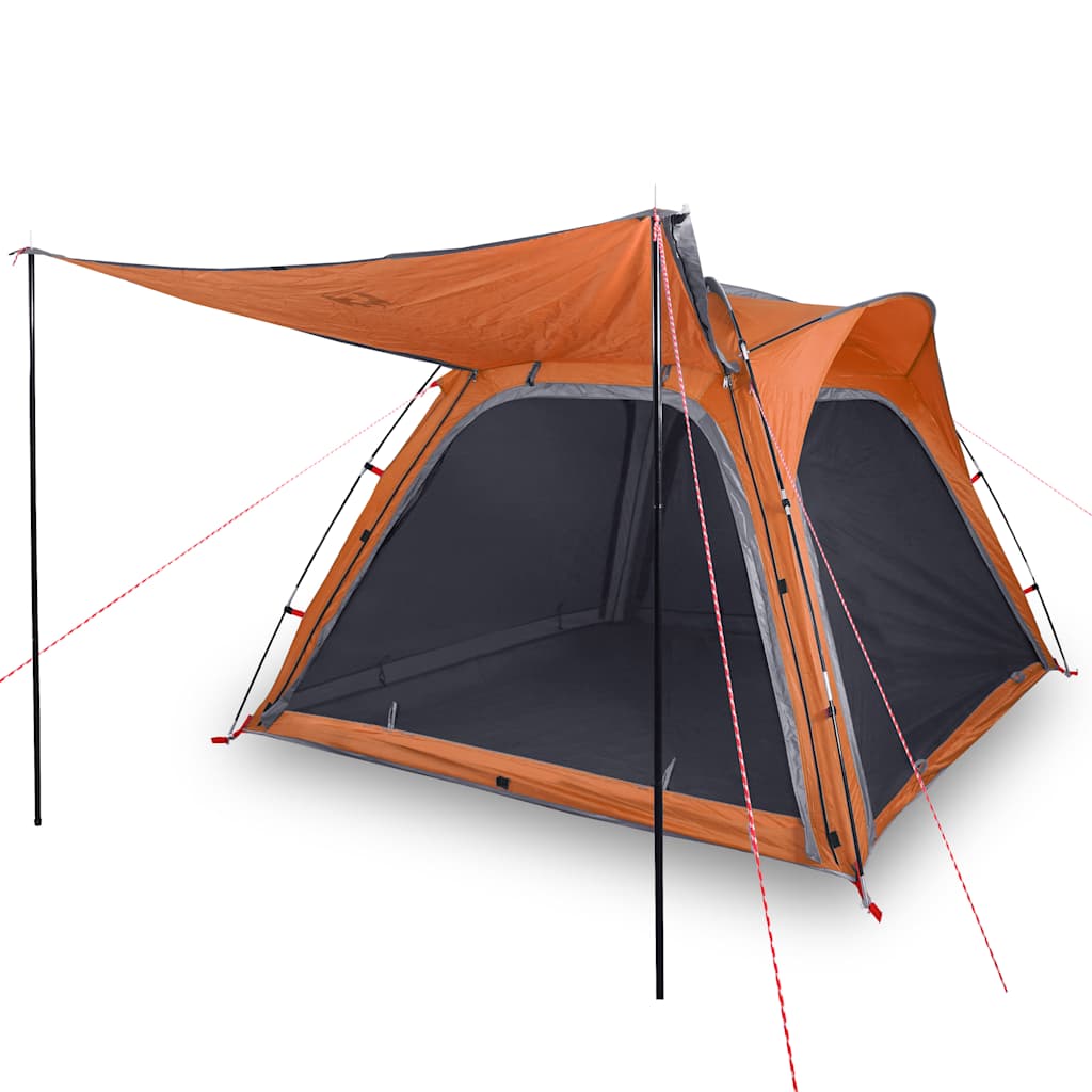 Camping Tent 4 Persons Gray and Orange Quick Release Waterproof