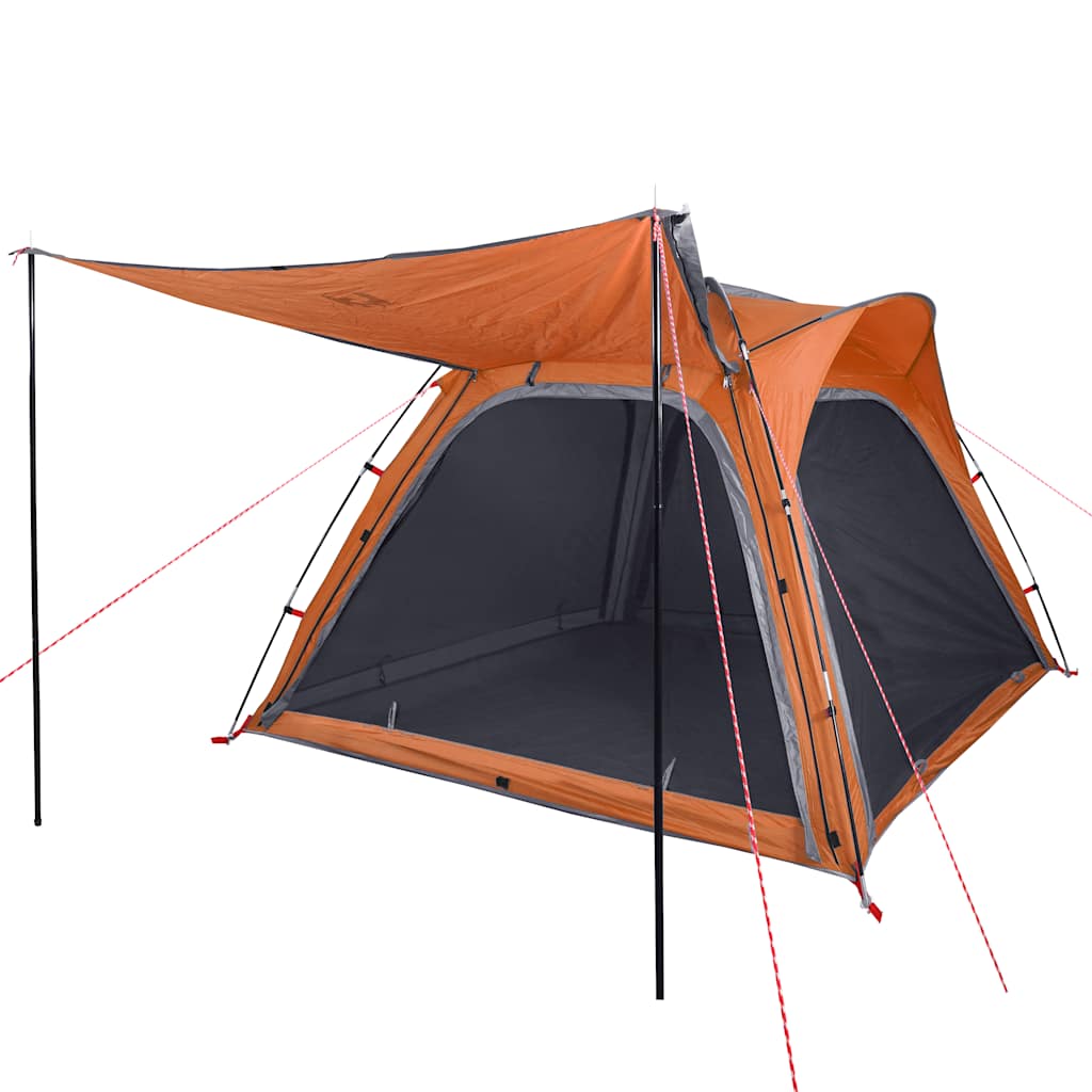 Camping Tent 4 Persons Gray and Orange Quick Release Waterproof