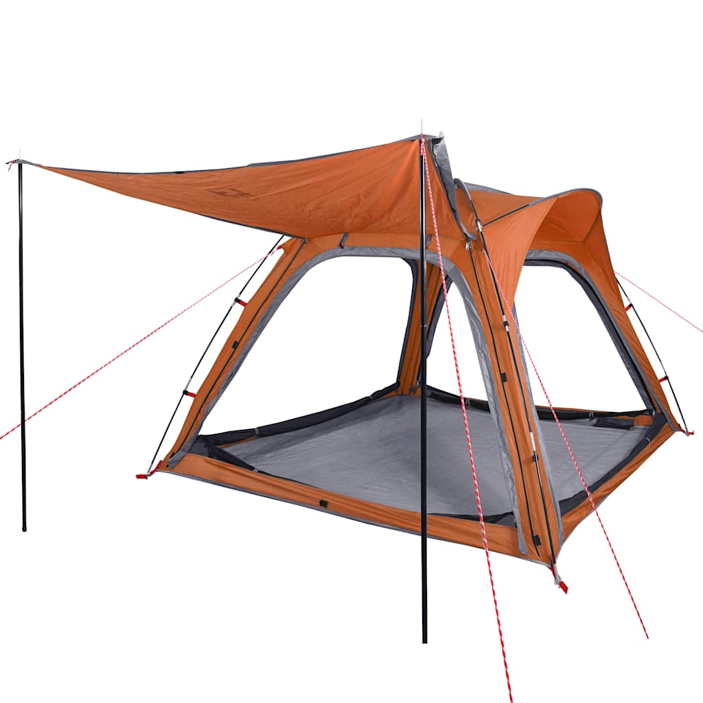Camping Tent 4 Persons Gray and Orange Quick Release Waterproof