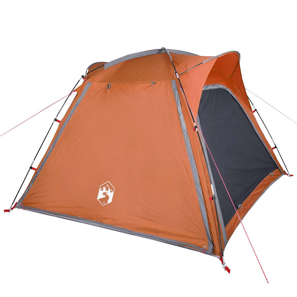 Camping Tent 4 Persons Gray and Orange Quick Release Waterproof
