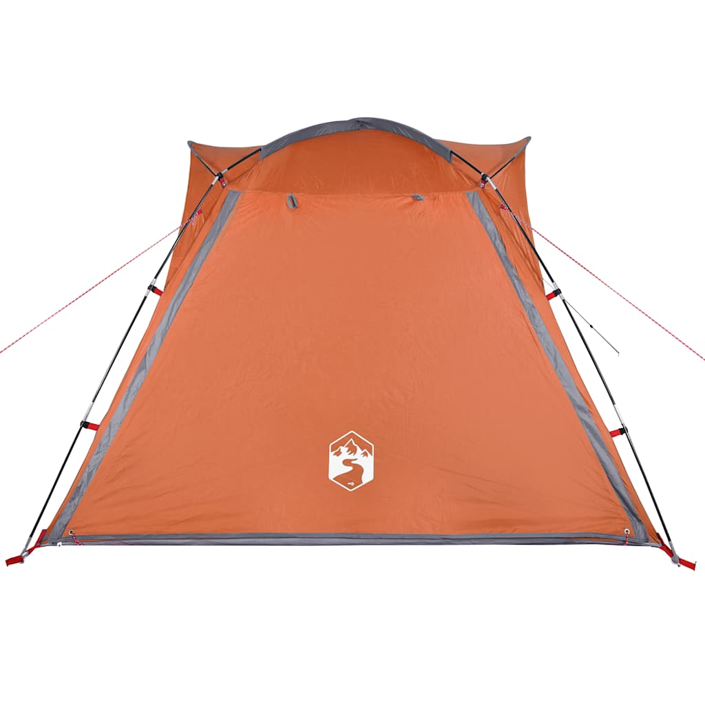 Camping Tent 4 Persons Gray and Orange Quick Release Waterproof