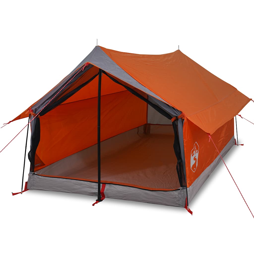 Camping Tent 2 Persons Gray and Orange Waterproof