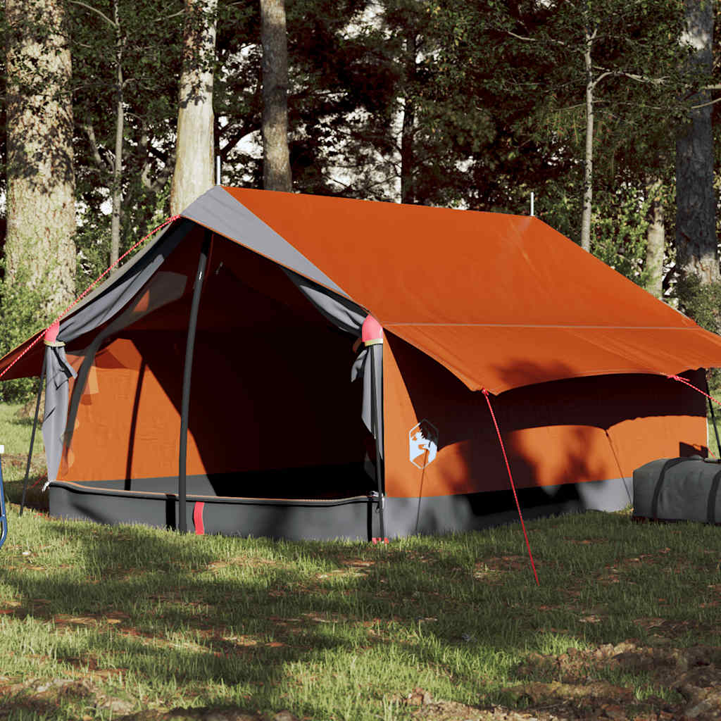 Camping Tent 2 Persons Gray and Orange Waterproof