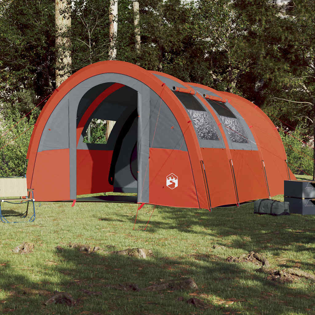 Tunnel Tent 4 Persons Grey and Orange Waterproof