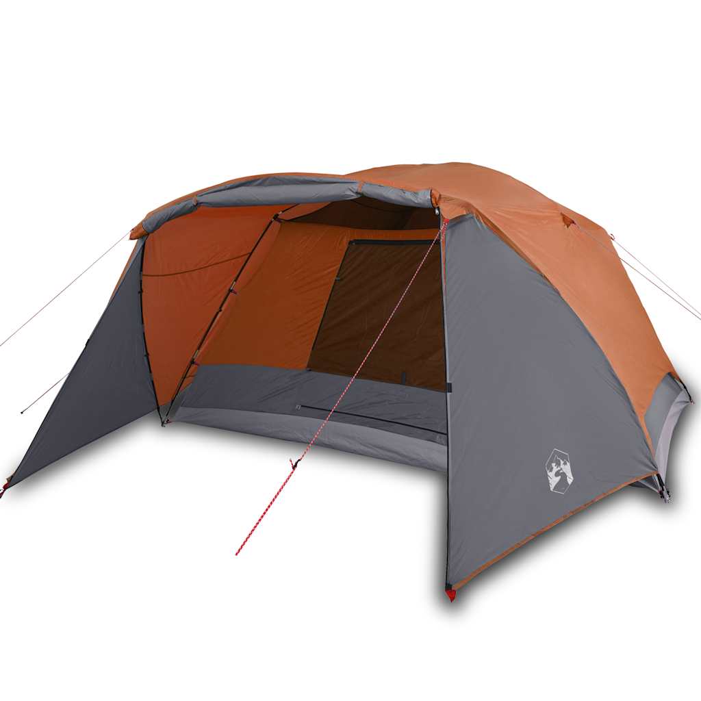 Camping Tent with Awning 4 Persons Orange Waterproof