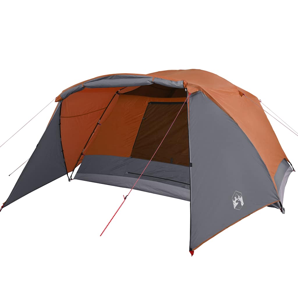 Camping Tent with Awning 4 Persons Orange Waterproof