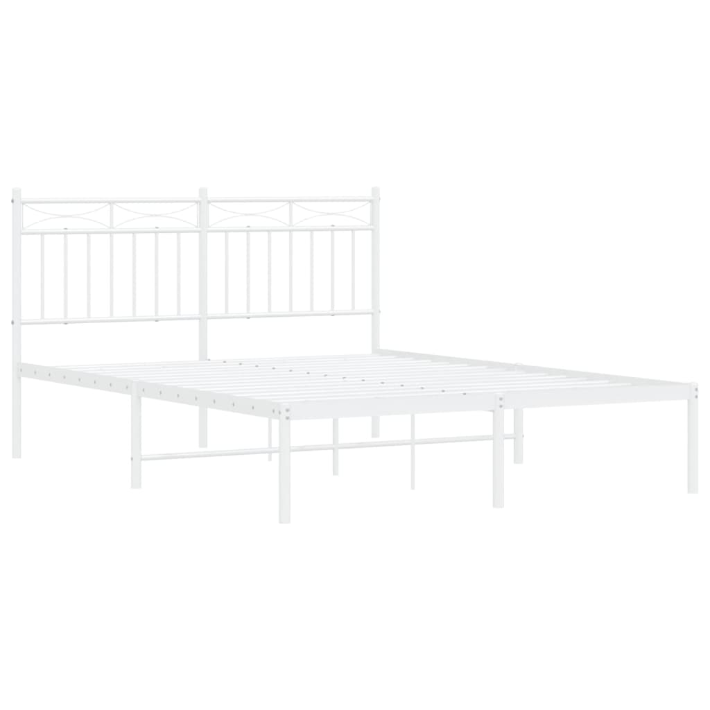 Bettgestell mit Kopfteil Metall Weiß 140x200 cm
