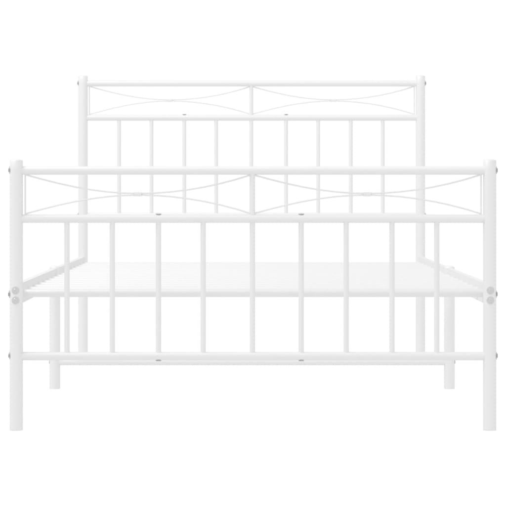 Bed frame with head and footboard metal white 100x200 cm