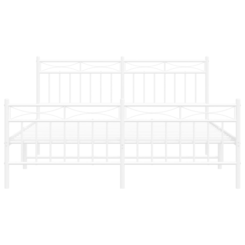 Bettgestell mit Kopf- und Fußteil Metall Weiß 160x200 cm