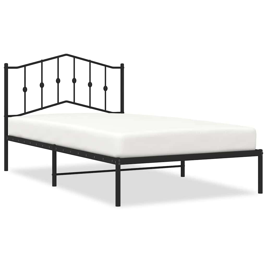 Bed frame with headboard metal black 100x200 cm