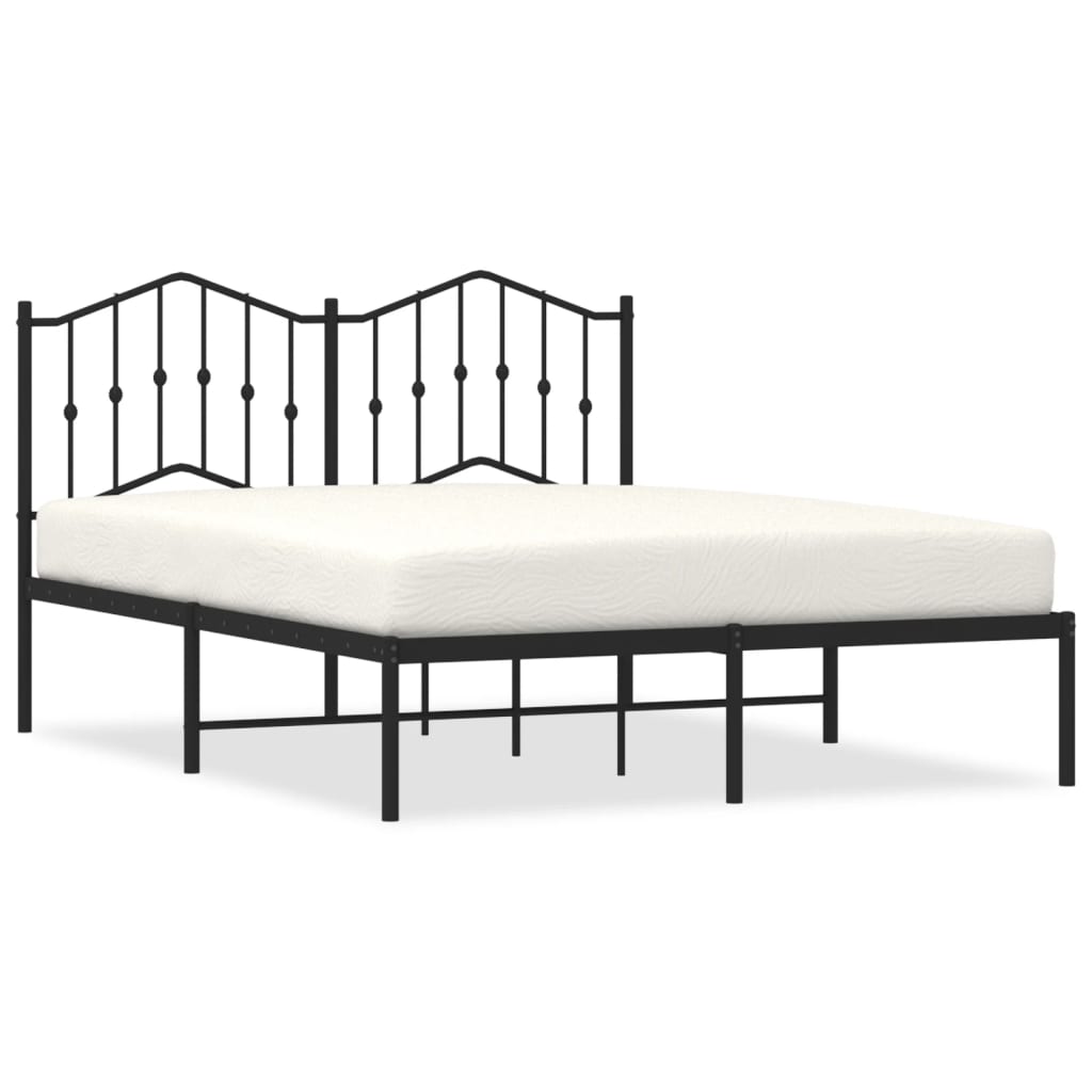 Bed frame with headboard metal black 140x190 cm