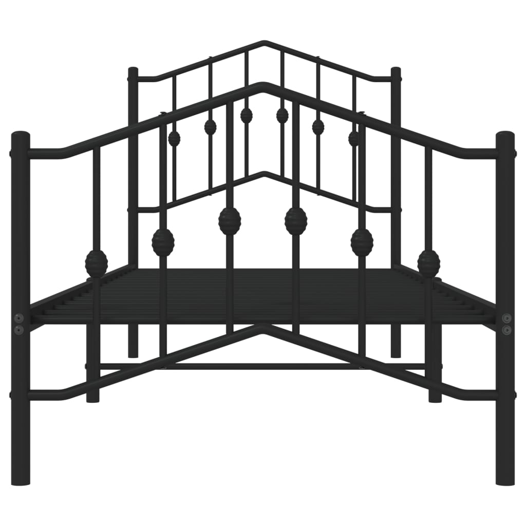 Bed frame with head and footboard metal black 90x200 cm