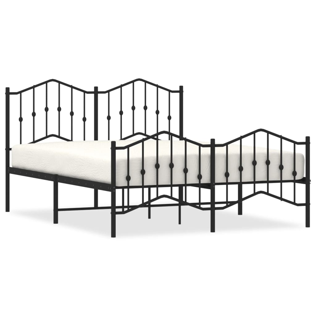 Bed frame with head and footboard metal black 140x190 cm
