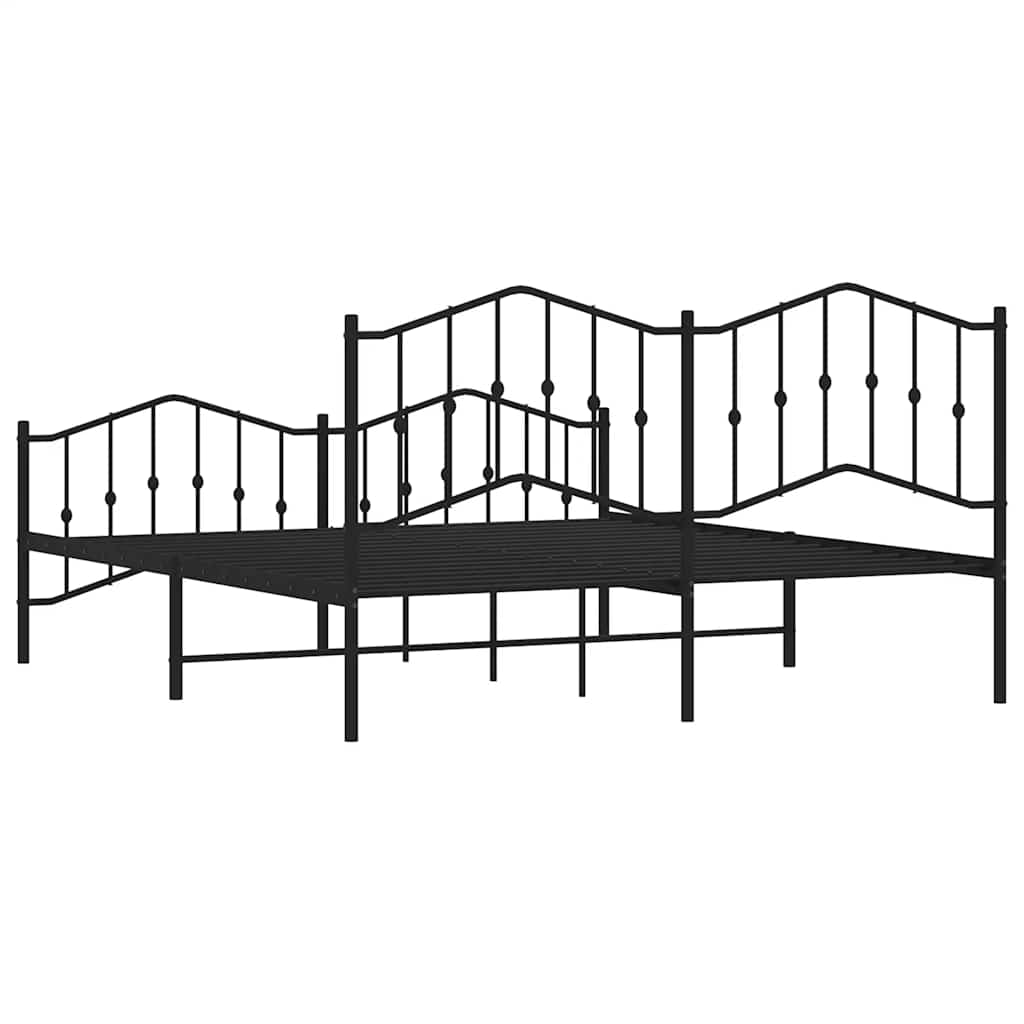 Bed frame with head and footboard metal black 183x213 cm