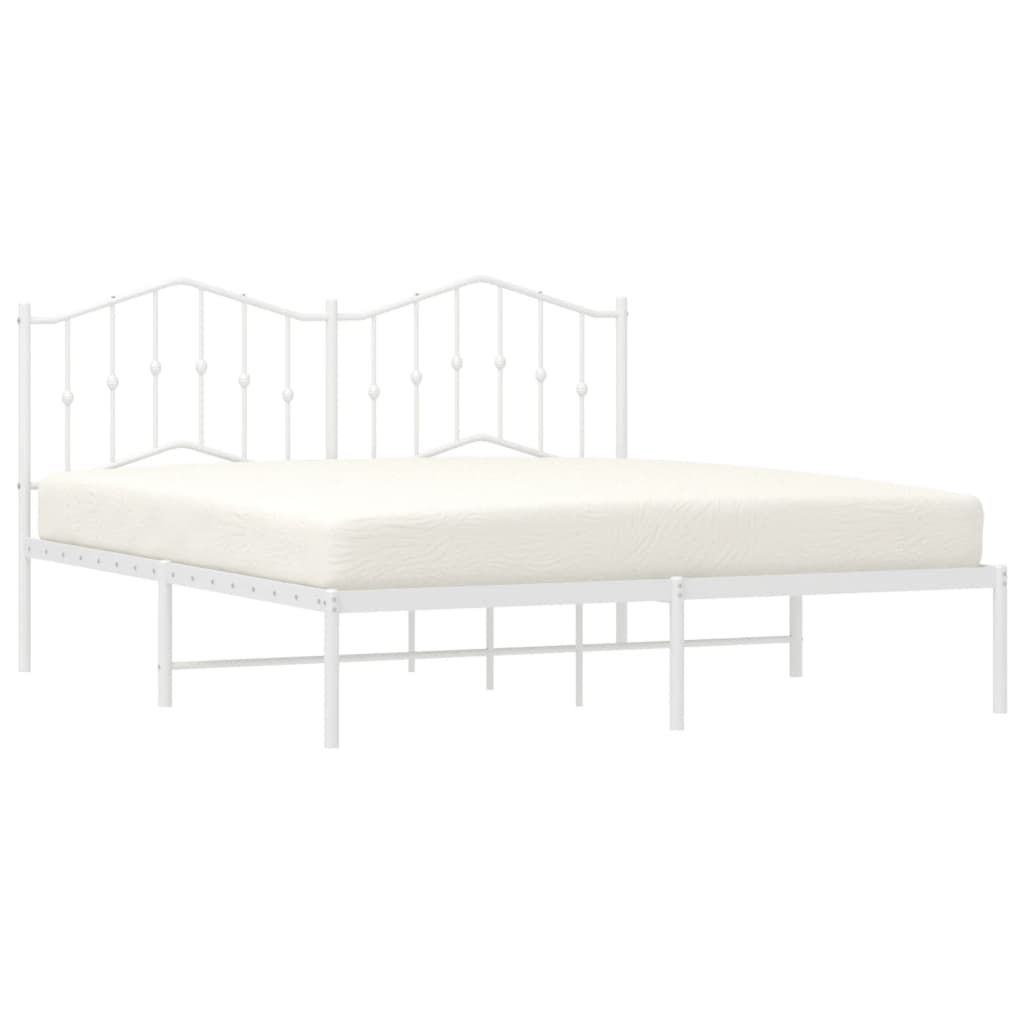 Bed frame with headboard metal white 180x200 cm