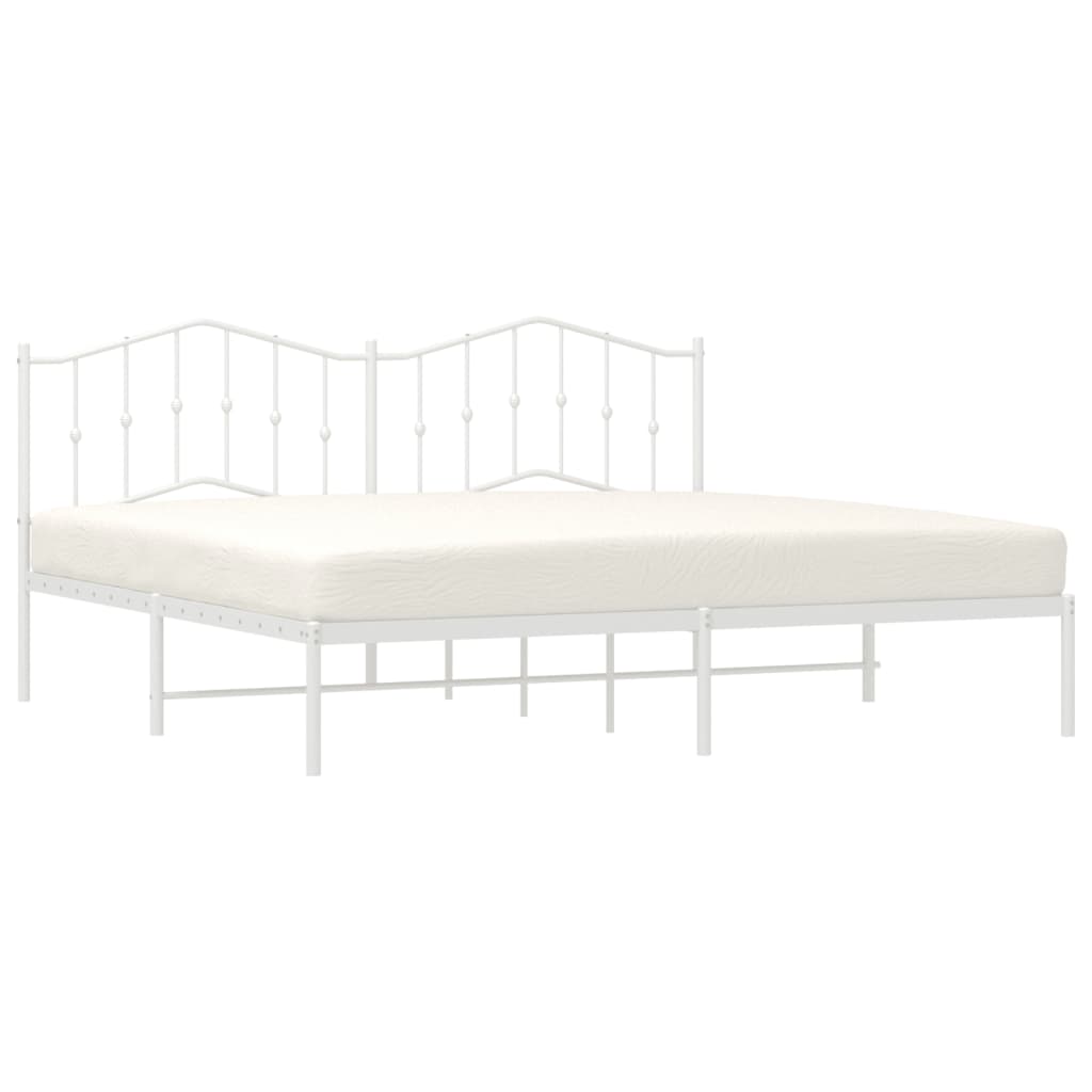 Bed frame with headboard metal white 200x200 cm