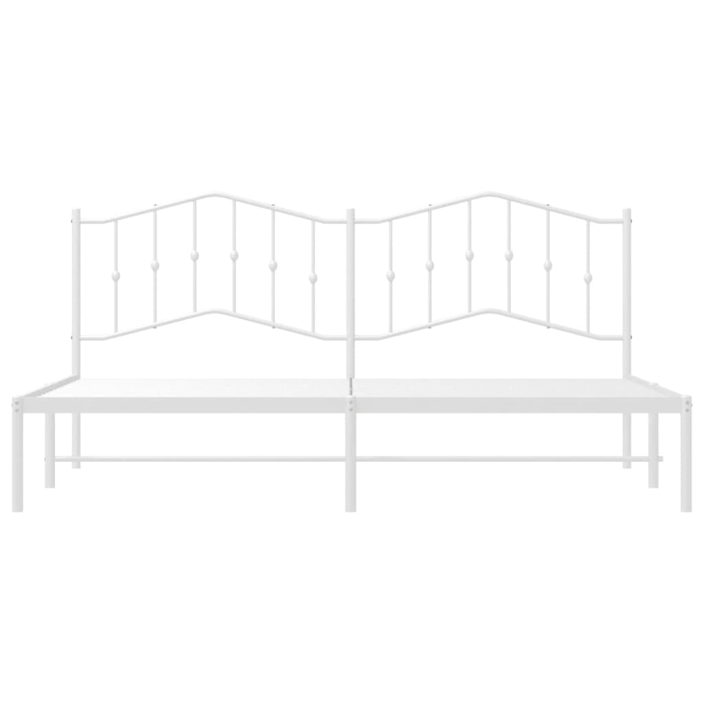 Bed frame with headboard metal white 200x200 cm