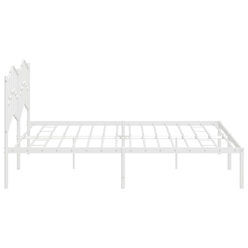 Bed frame with headboard metal white 200x200 cm