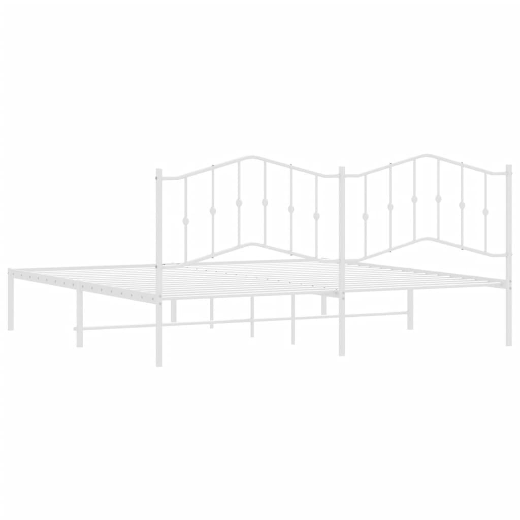 Bed frame with headboard metal white 200x200 cm