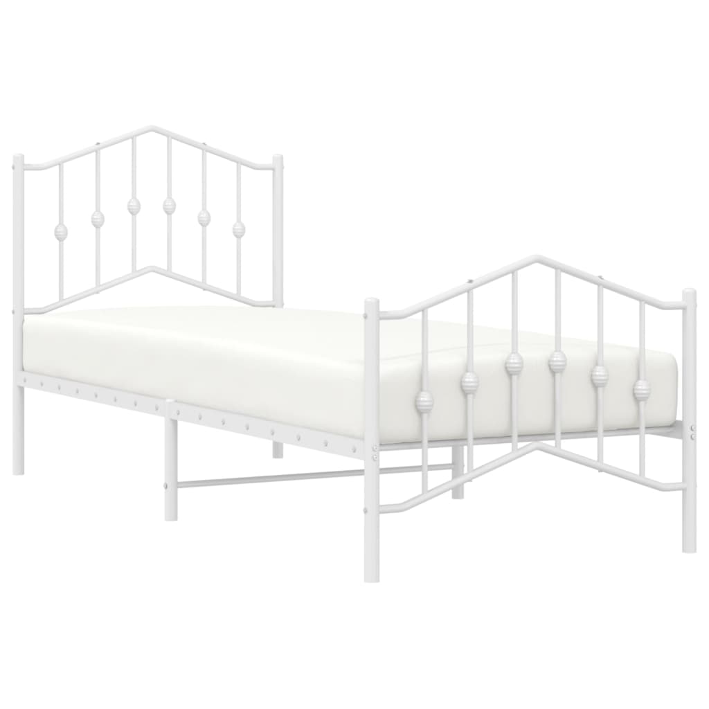 Bettgestell mit Kopf- und Fußteil Metall Weiß 90x200 cm