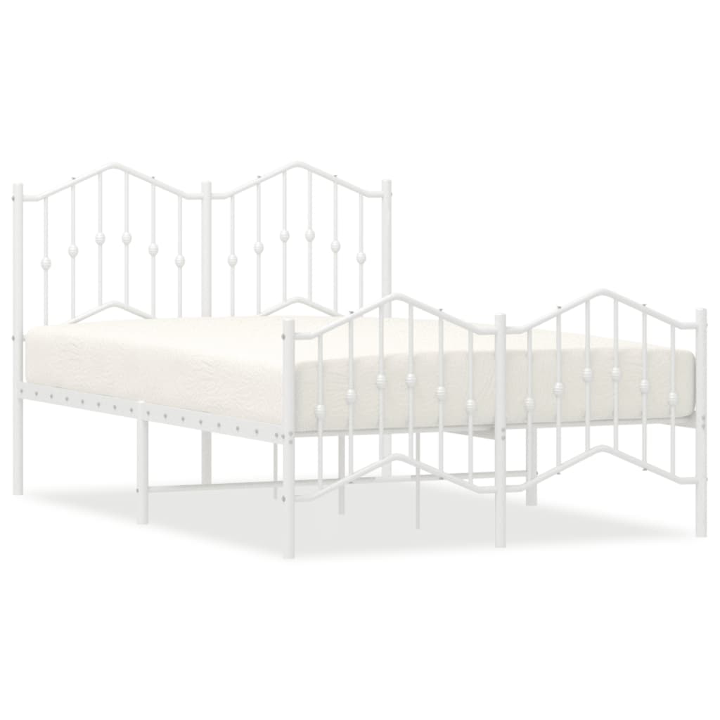 Bed frame with head and footboard metal white 120x200 cm