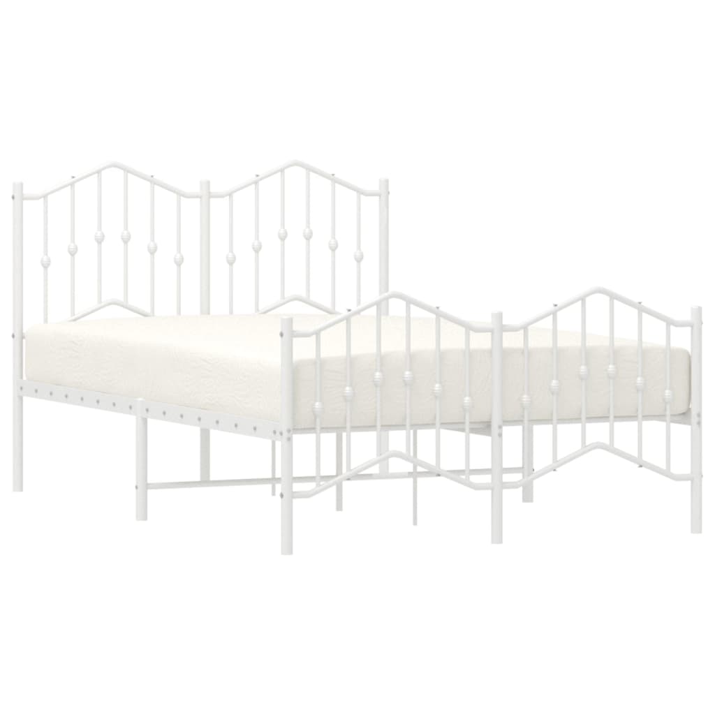 Bed frame with head and footboard metal white 120x200 cm