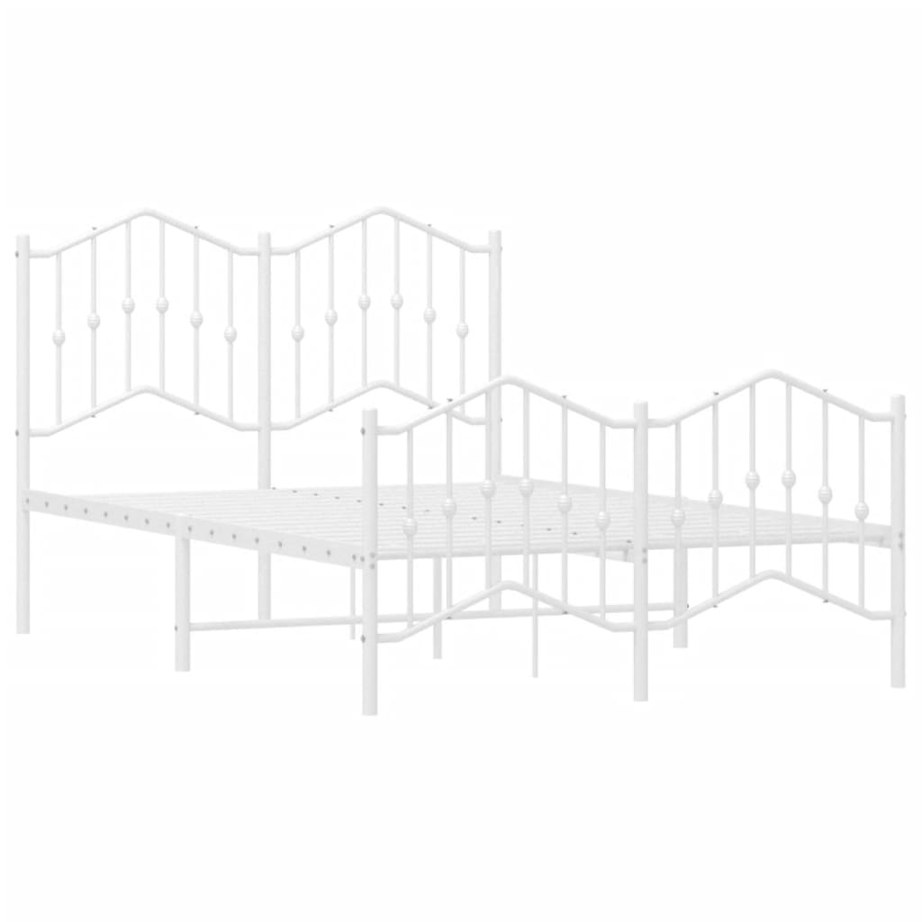 Bed frame with head and footboard metal white 120x200 cm