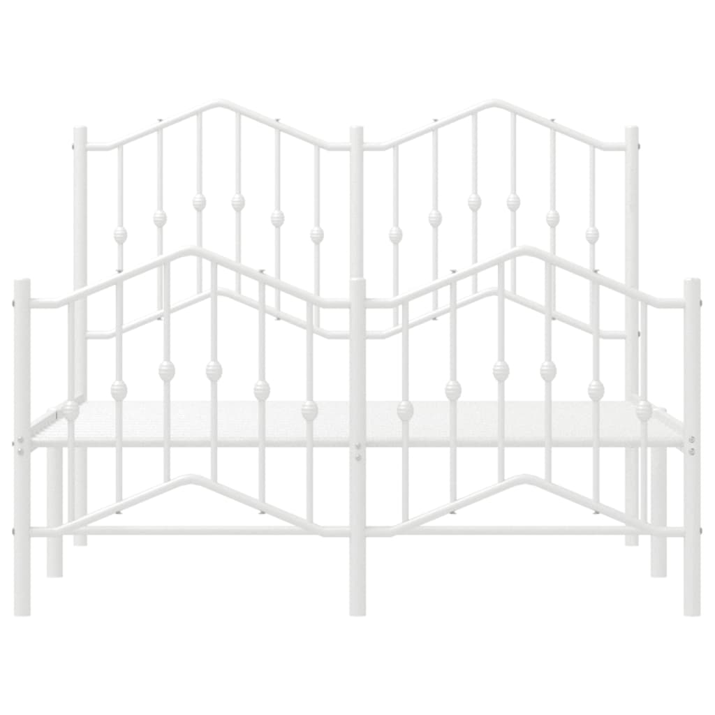 Bed frame with head and footboard metal white 120x200 cm