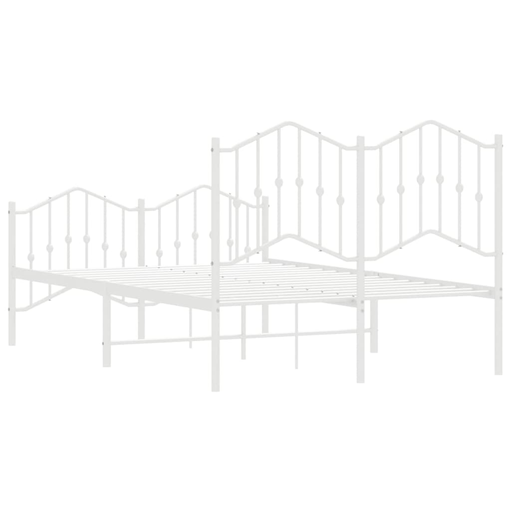 Bed frame with head and footboard metal white 120x200 cm
