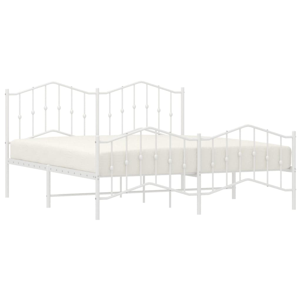 Bed frame with head and footboard metal white 160x200 cm