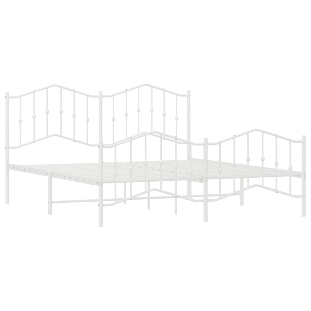 Bed frame with head and footboard metal white 160x200 cm