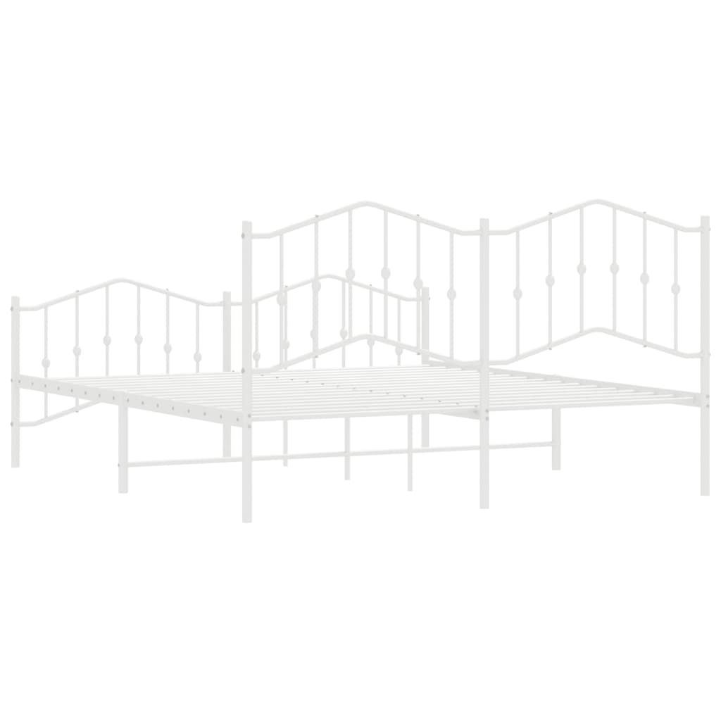 Bed frame with head and footboard metal white 160x200 cm