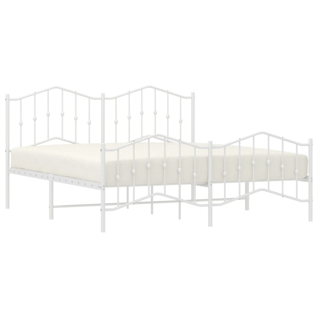 Bed frame with head and footboard metal white 180x200 cm